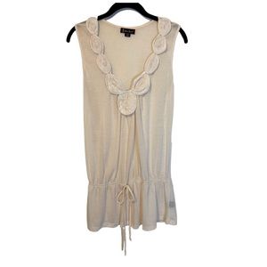 Ladies Sz Lg Love Scene Ivory Lightweight Sleeveless Top